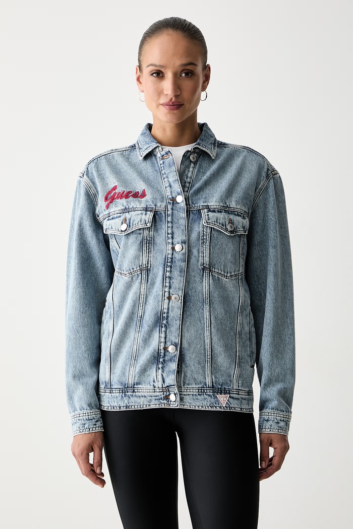 Guess kurtka jeansowa damska MARILYN MONROE niebieski W6YN16.D2314