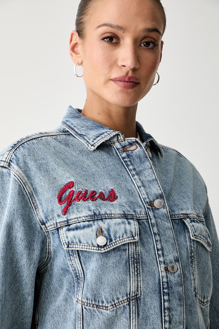 Guess kurtka jeansowa damska MARILYN MONROE niebieski W6YN16.D2314