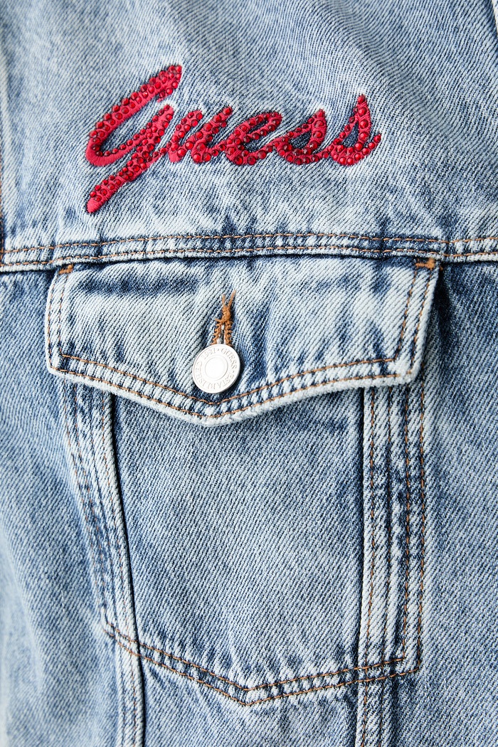 Guess kurtka jeansowa damska MARILYN MONROE W6YN16.D2314 niebieski