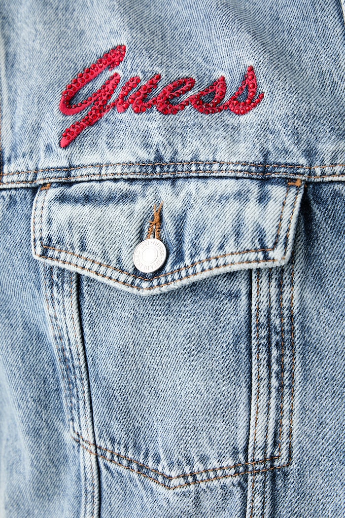 Guess kurtka jeansowa damska MARILYN MONROE W6YN16.D2314 niebieski