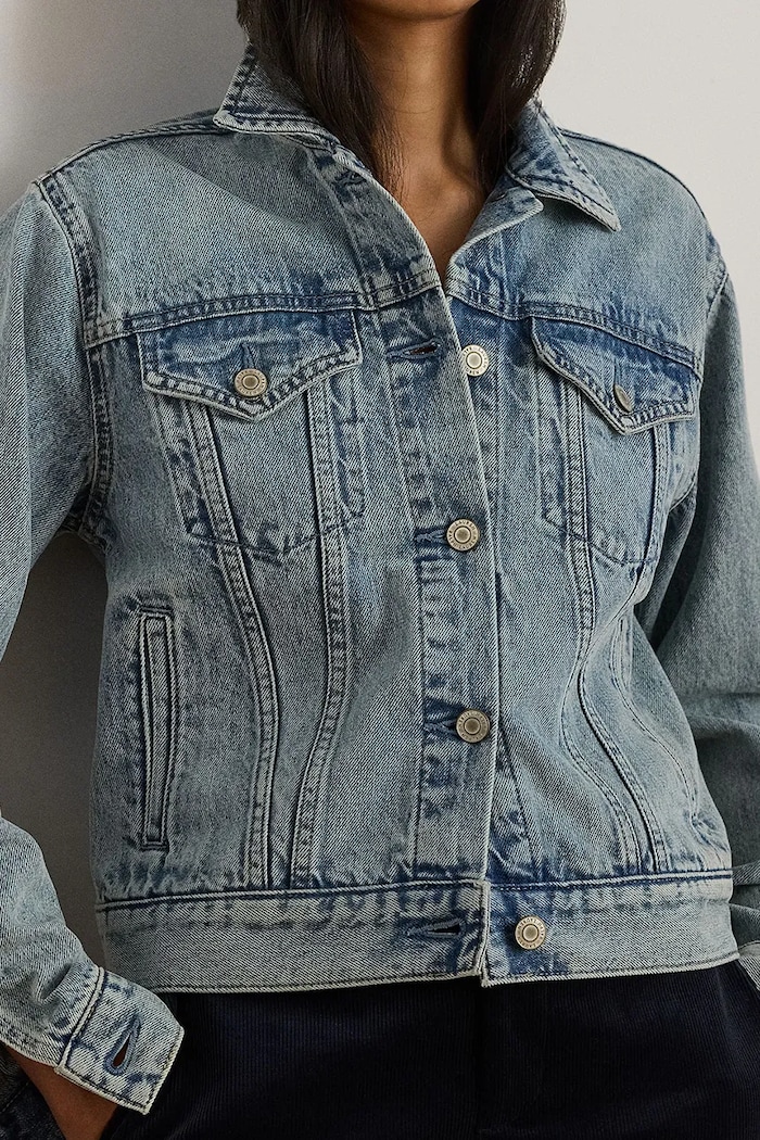 Lauren Ralph Lauren bunda dámska rifľová modrá 200P06990