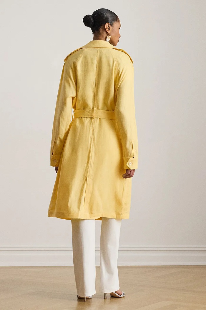 Lauren Ralph Lauren trenčkot dámsky ľanový 200B22024 žltá SS26