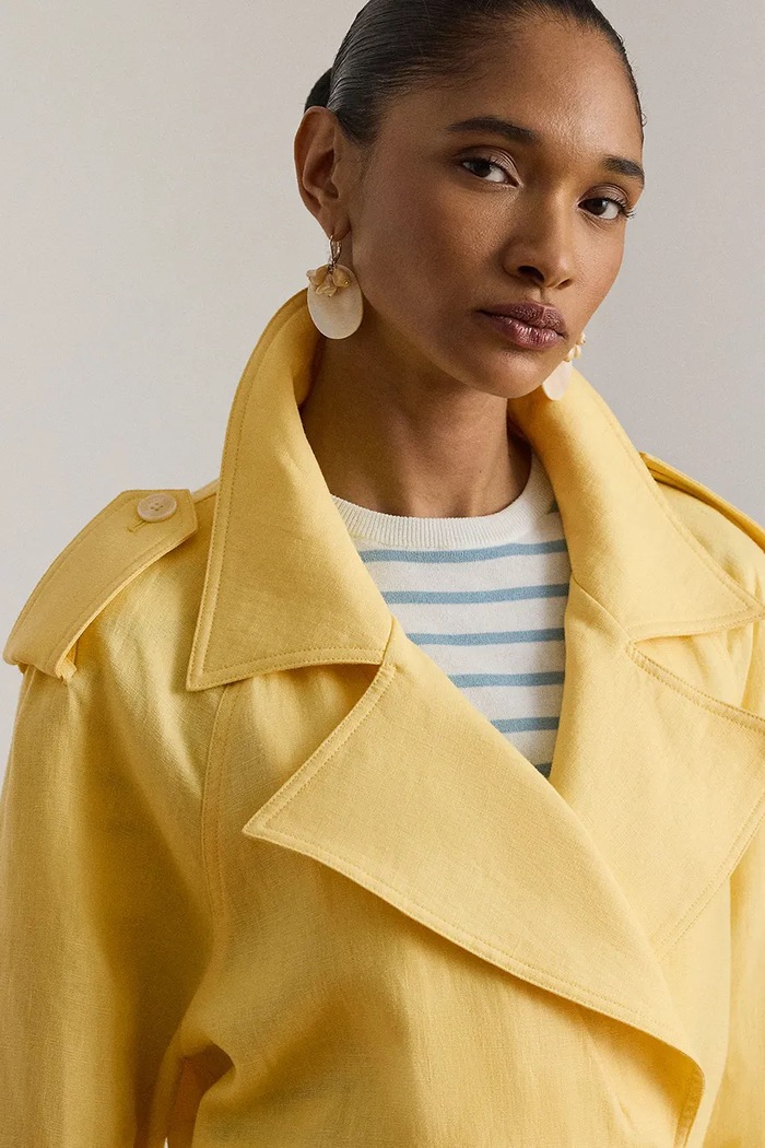 Lauren Ralph Lauren trenčkot dámsky ľanový žltá 200B22024