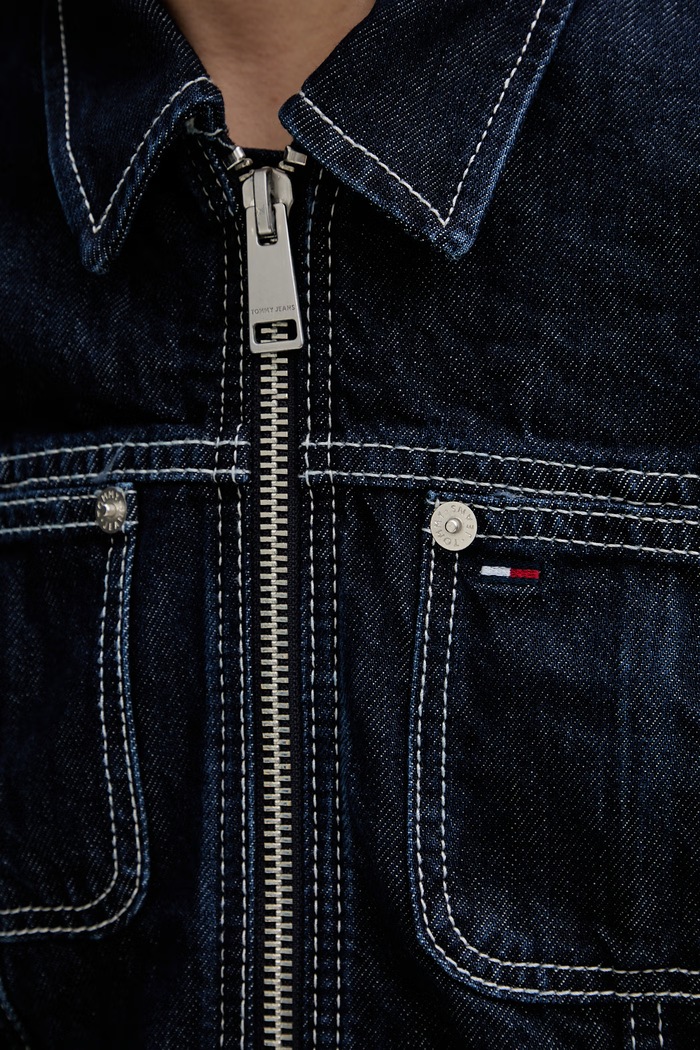 Tommy Jeans μεταβατικό μπουφάν γυναικείο ντένιμ DW0DW22384 σκούρο μπλε
