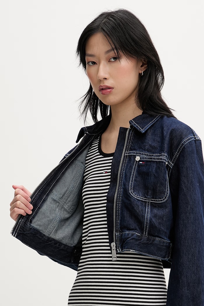 Tommy Jeans μεταβατικό μπουφάν γυναικείο ντένιμ DW0DW22384