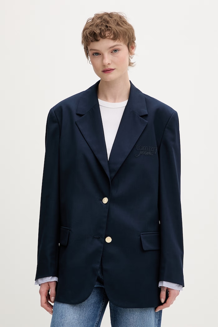 Tommy Jeans μονόπετο σακάκι γυναικείο σκούρο μπλε DW0DW22601