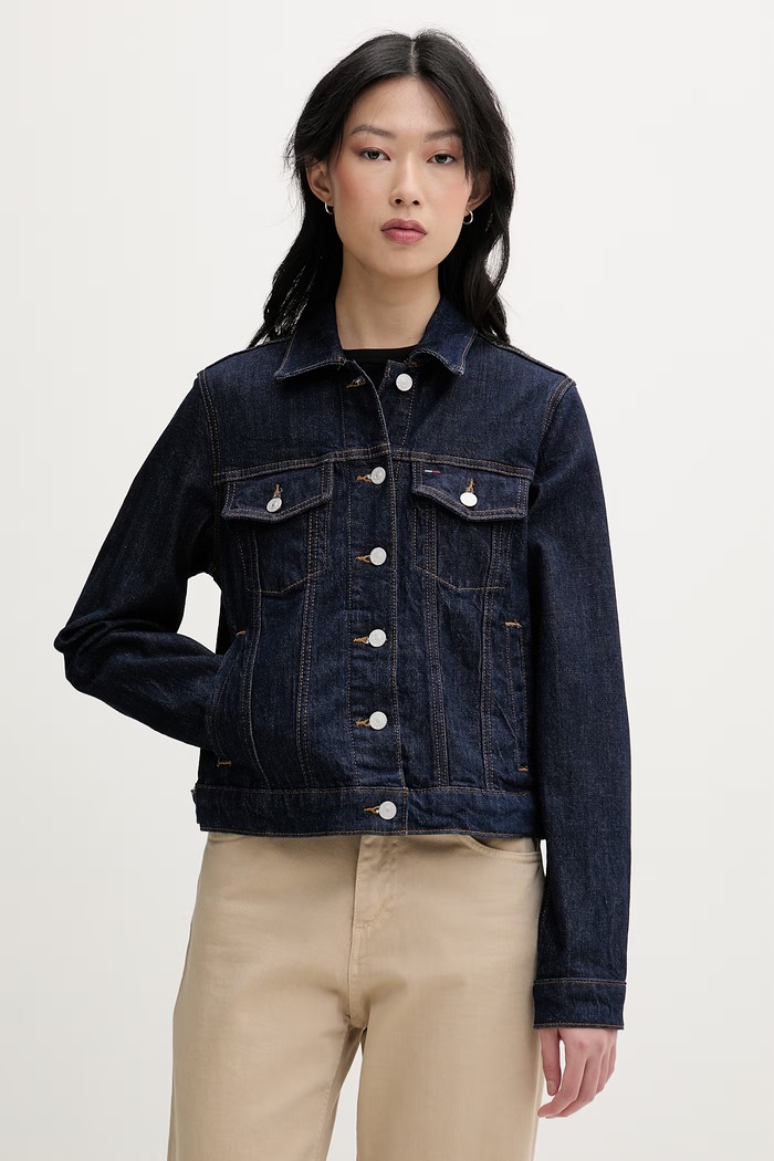 Tommy Jeans Bunda dámská džínová námořnická modř DW0DW22719