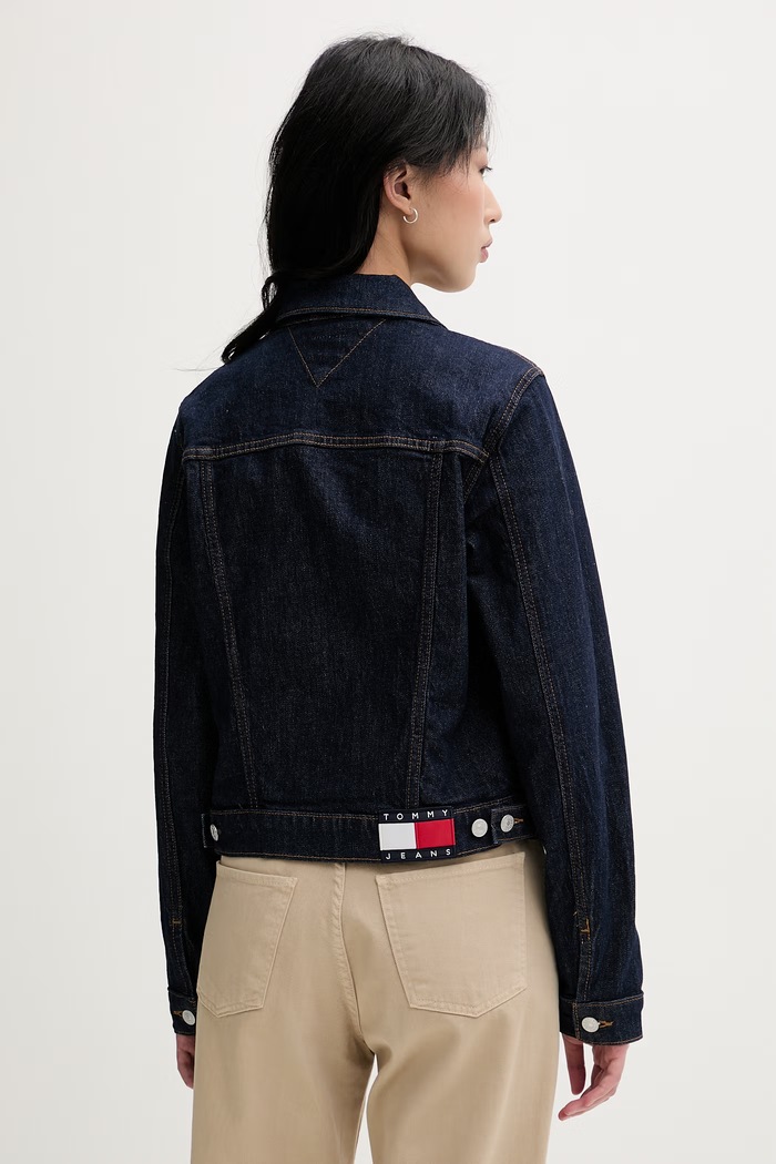 Oblečení Tommy Jeans Bunda dámská džínová DW0DW22719 námořnická modř