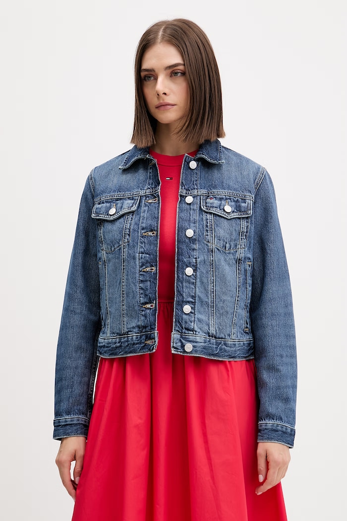 Tommy Jeans kurtka przejściowa damska jeansowa niebieski DW0DW22988