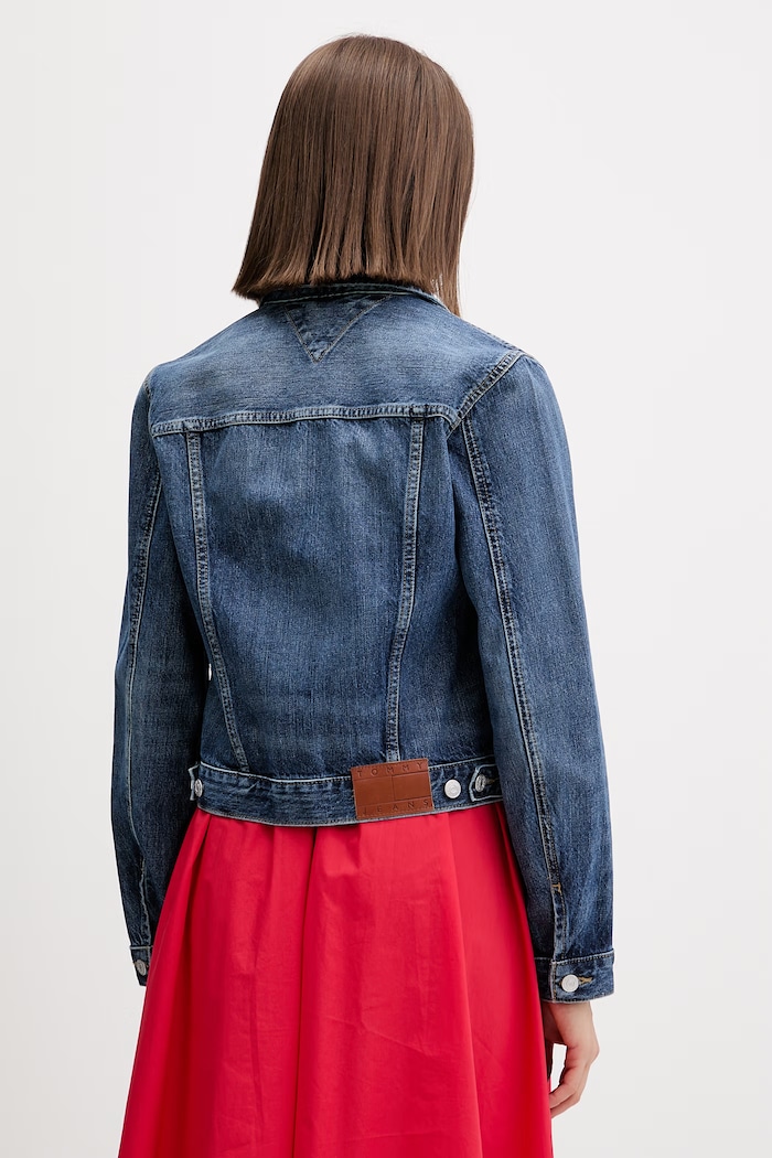 Odzież Tommy Jeans kurtka przejściowa damska jeansowa DW0DW22988 niebieski