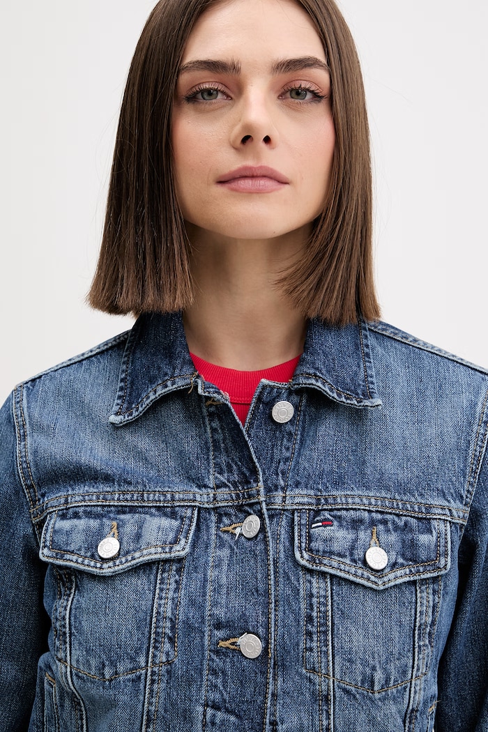 Tommy Jeans kurtka przejściowa damska jeansowa niebieski DW0DW22988
