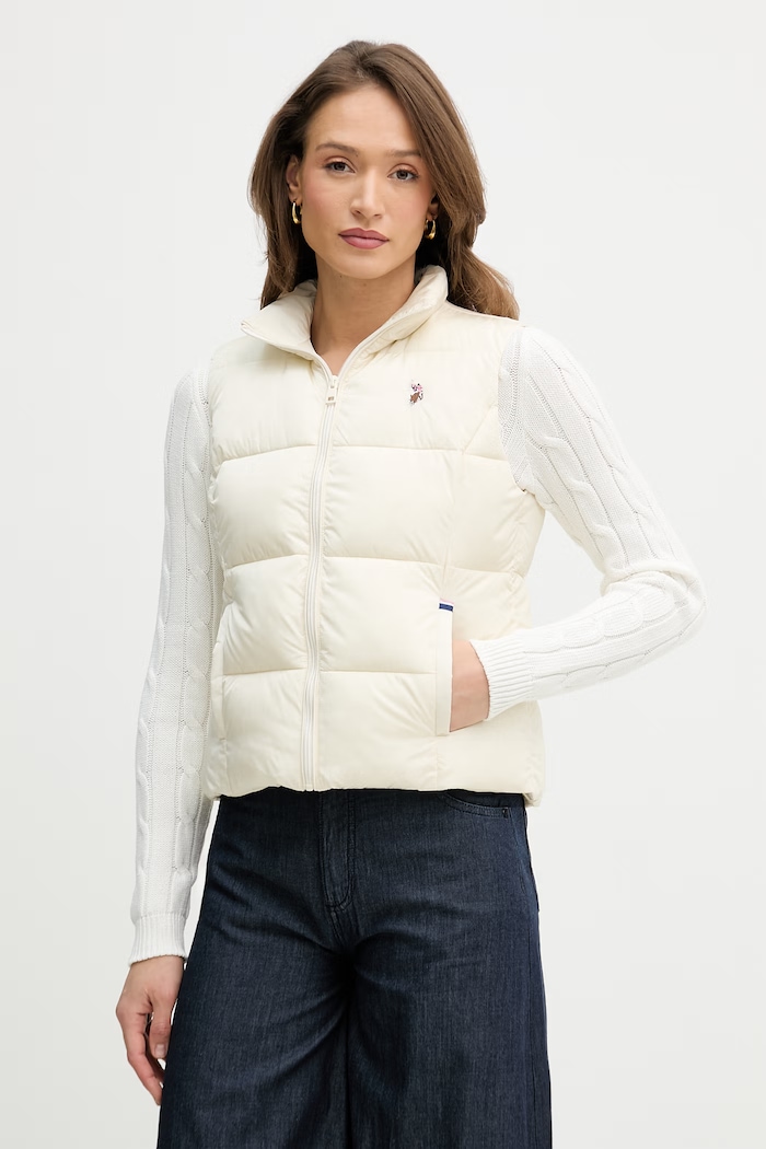 U.S. Polo Assn. vestă LIGHTWEIGHT PUFFER GILET cu captuseala bej WUP2095