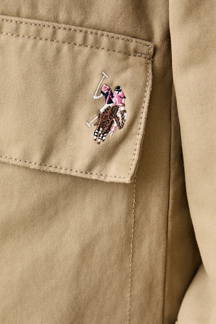 Krótka kurtka damska z bawełną WAXED STYLE SHORT U.S. Polo Assn. beżowy WUP2269