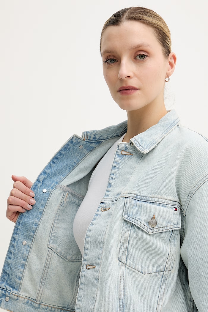 Tommy Hilfiger krátka bunda dámska rifľová WW0WW49572