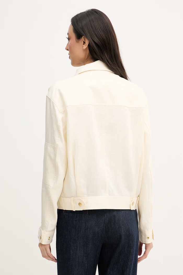 Oblečenie Tommy Hilfiger bunda dámska ľanová WW0WW48616 béžová