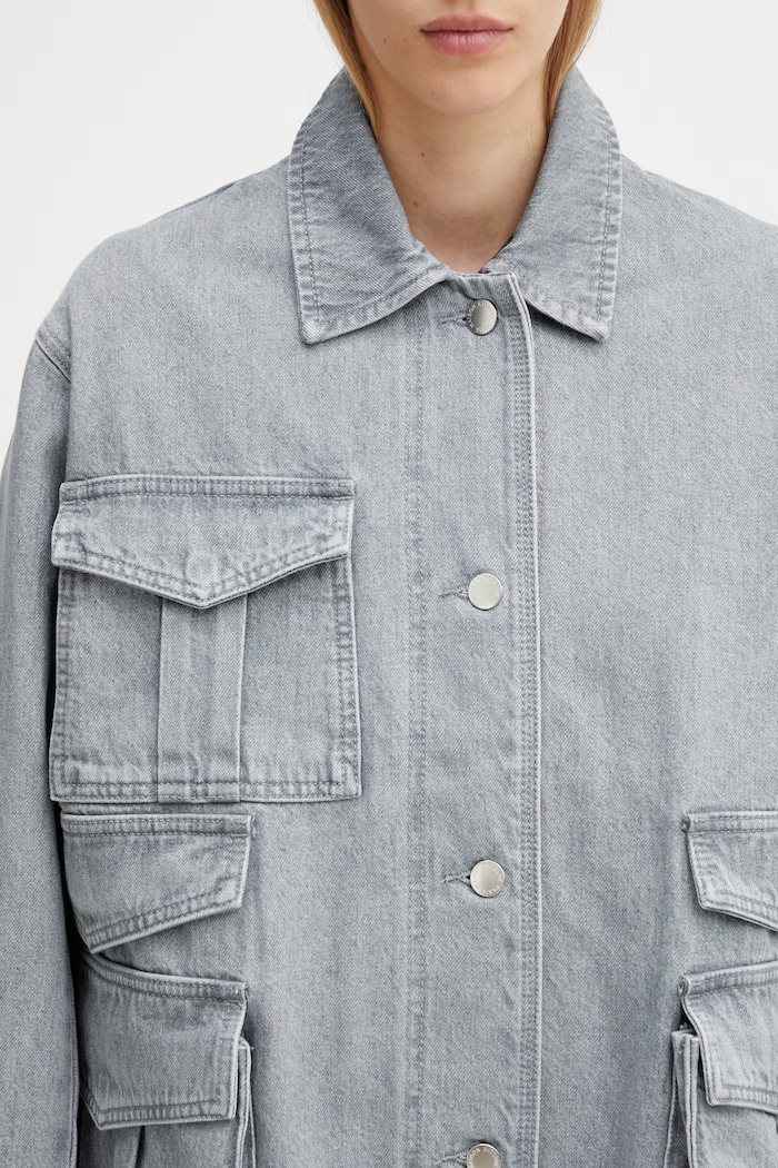 Maison Kitsuné Barn Τζιν μπουφάν γυναικείο ντένιμ γκρί QW02207WD4021