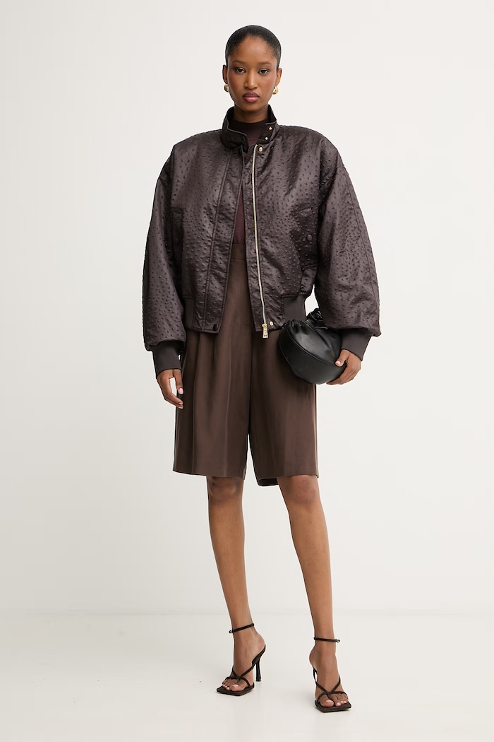 Elisabetta Franchi krátká bunda dámská GB06D63E2 hnědá SS26