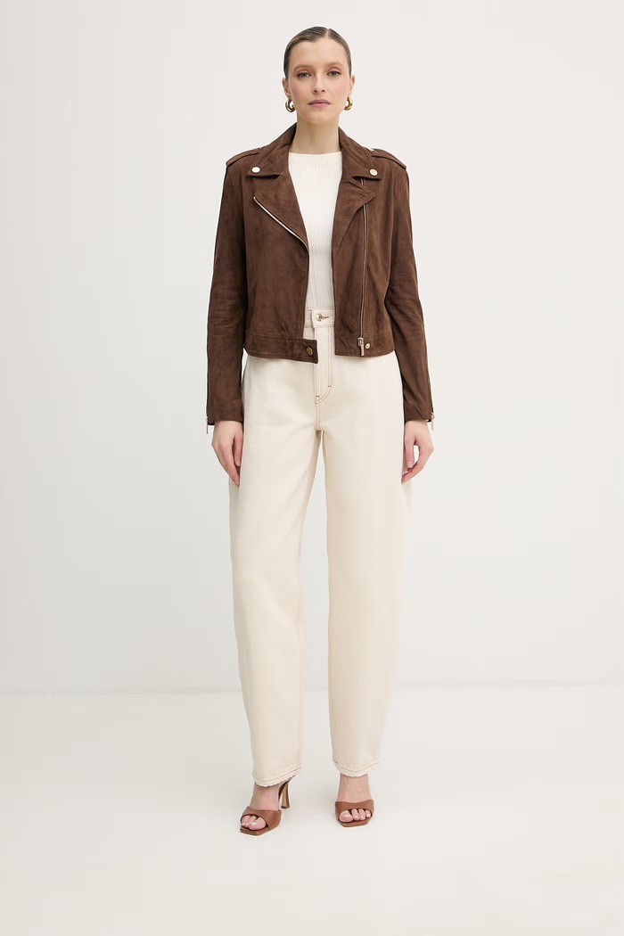 Armani Exchange ramoneska damska zamszowa XW001924.AF21549 brązowy SS26