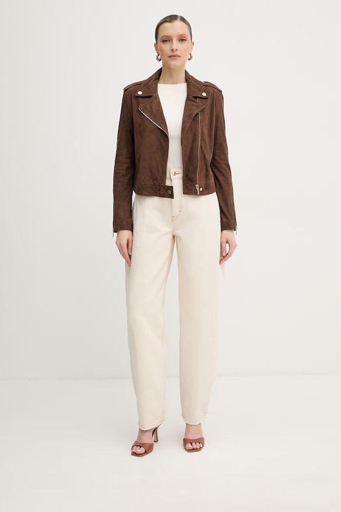 Armani Exchange ramoneska damska zamszowa XW001924.AF21549 brązowy SS26