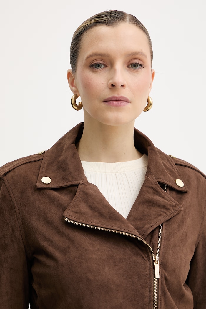 Armani Exchange ramoneska damska zamszowa brązowy XW001924.AF21549