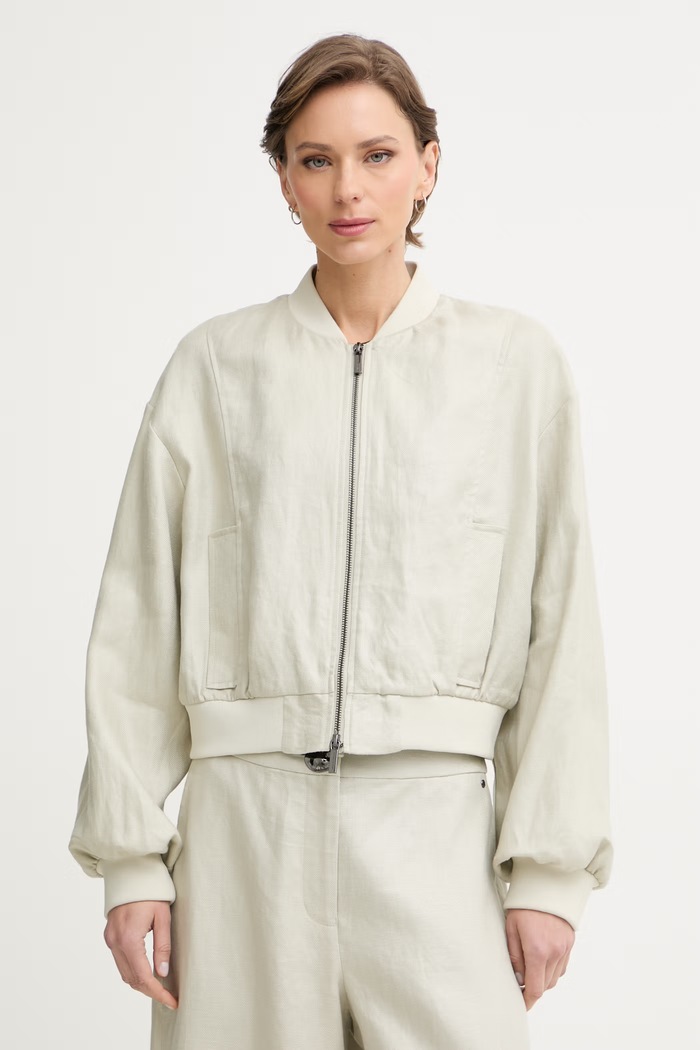 Armani Exchange prechodná bunda dámska ľanová béžová XW001980.AF21530