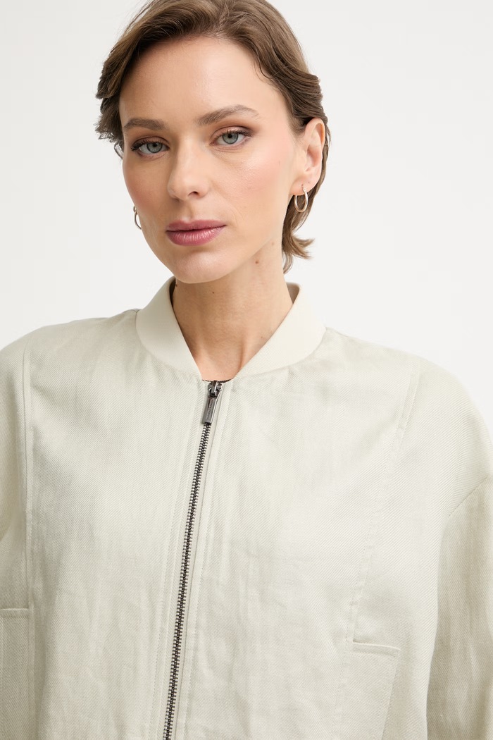Armani Exchange prechodná bunda dámska ľanová béžová XW001980.AF21530