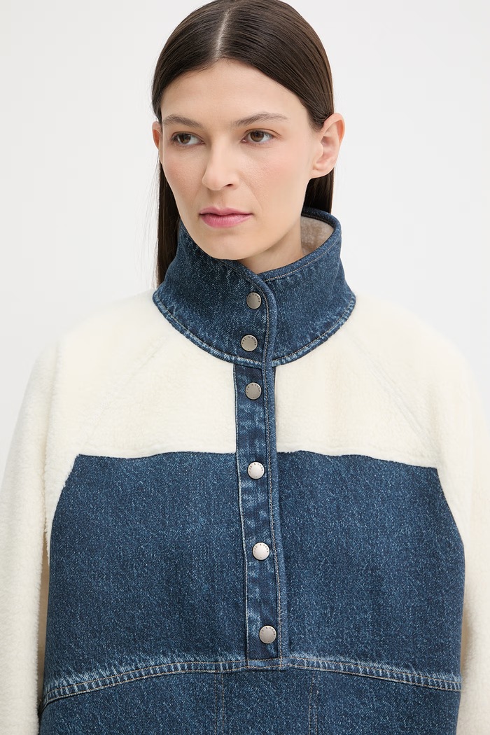 rag & bone polár pulóver női pamut Miramar kék RC6025HSMOT