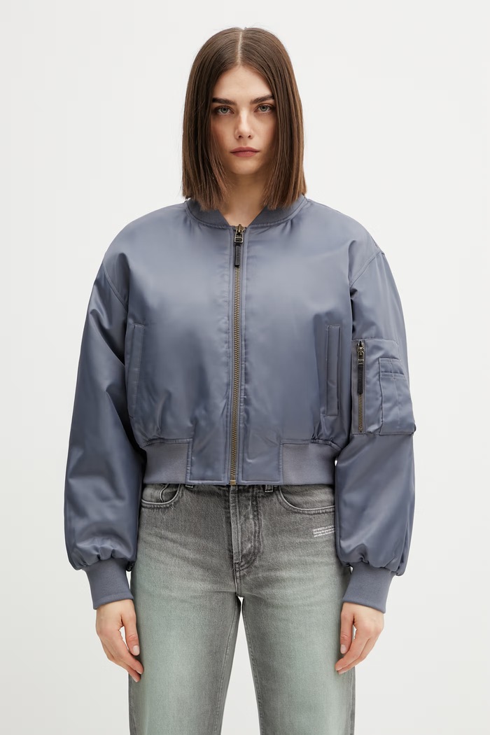 Anine Bing CROPPED LEON BOMBER σκούρο γκρι γυναικείο γκρί A.01.12156.GRY37