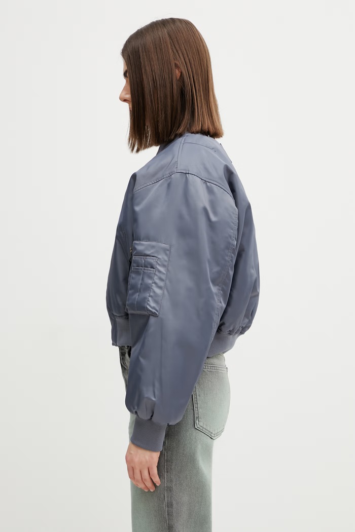 Anine Bing CROPPED LEON BOMBER σκούρο γκρι γυναικείο A.01.12156.GRY37 γκρί SS26