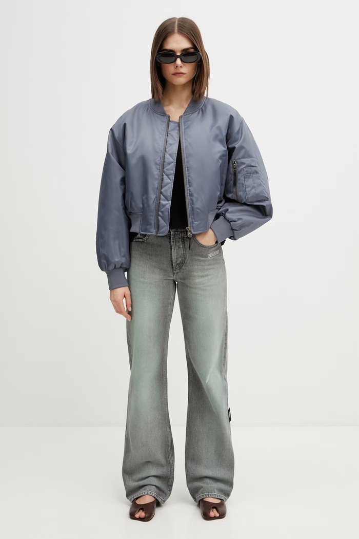 Anine Bing CROPPED LEON BOMBER σκούρο γκρι γυναικείο A.01.12156.GRY37