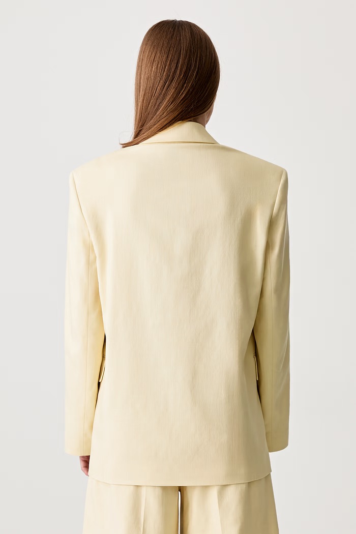 Odjeća Anine Bing QUINN BLAZER - BUTTER YELLOW jednoredni sako s viskozom za žene A.01.12159.CRM02 zlatna