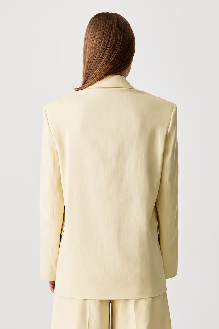 Odjeća Anine Bing QUINN BLAZER - BUTTER YELLOW jednoredni sako s viskozom za žene A.01.12159.CRM02 zlatna