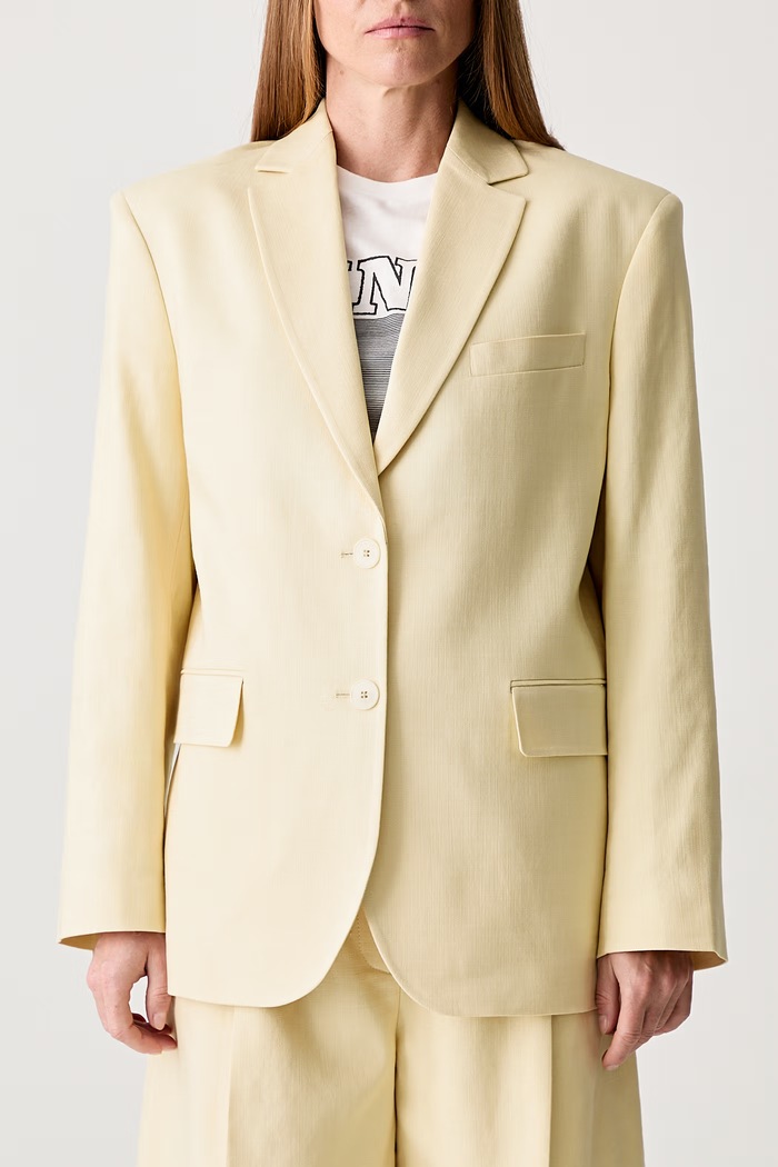 Anine Bing QUINN BLAZER - BUTTER YELLOW jednoredni sako s viskozom za žene A.01.12159.CRM02 zlatna