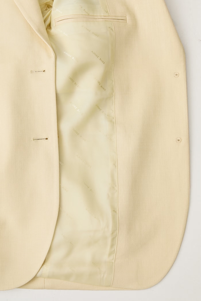 Anine Bing QUINN BLAZER - BUTTER YELLOW jednoredni sako s viskozom za žene A.01.12159.CRM02