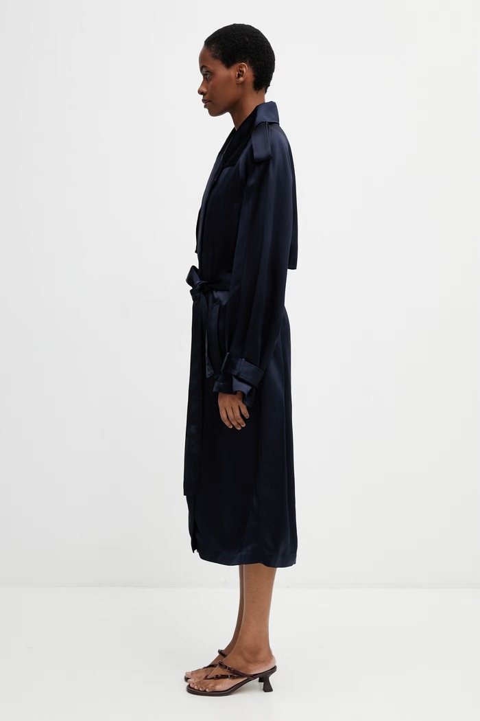 Anine Bing RICKIE MAXI TRENCH navy trench coat with viscose women's A.01.11779.NAV01 navy SS26