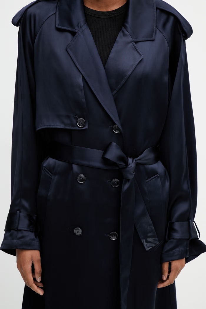 Anine Bing RICKIE MAXI TRENCH navy trench coat with viscose women's navy A.01.11779.NAV01