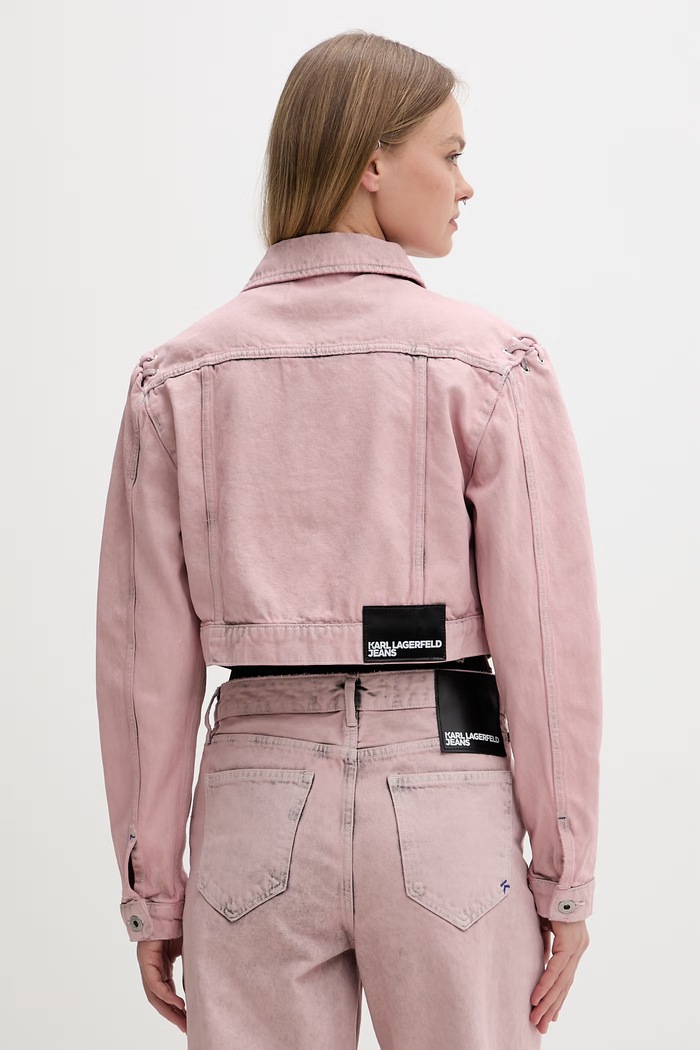 Oblečenie Karl Lagerfeld Jeans džínsová bunda dámska rifľová B2W14035 ružová