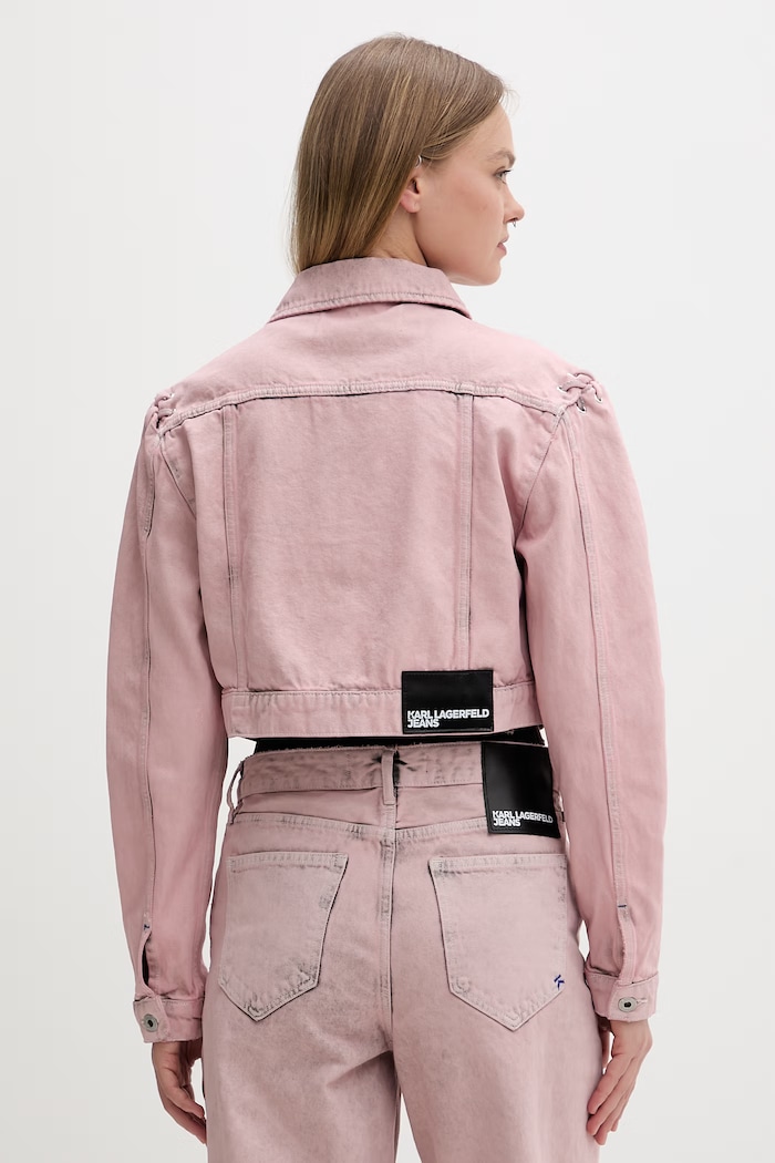 Oblečenie Karl Lagerfeld Jeans džínsová bunda dámska rifľová B2W14035 ružová