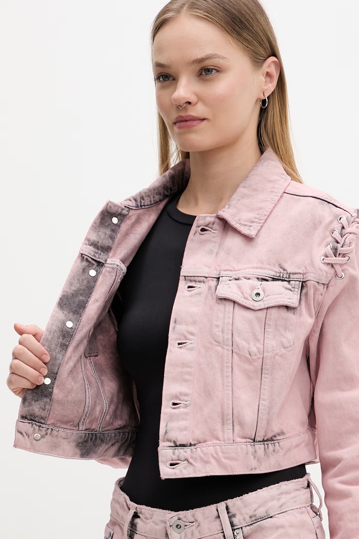 Karl Lagerfeld Jeans džínsová bunda dámska rifľová B2W14035 ružová