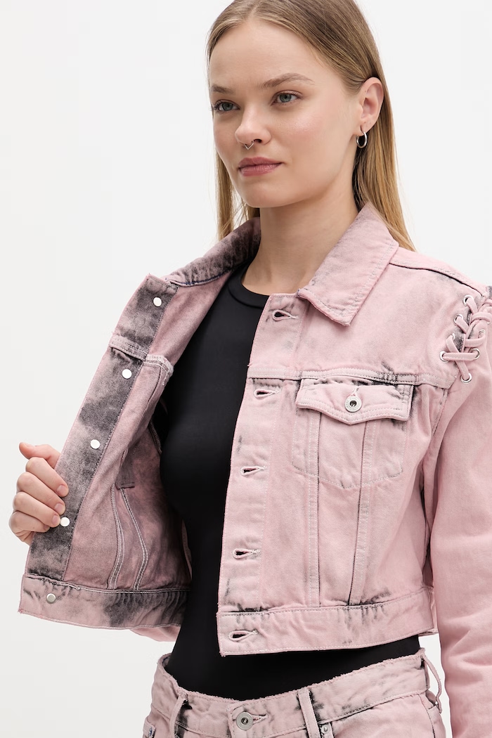 Karl Lagerfeld Jeans džínsová bunda dámska rifľová B2W14035 ružová