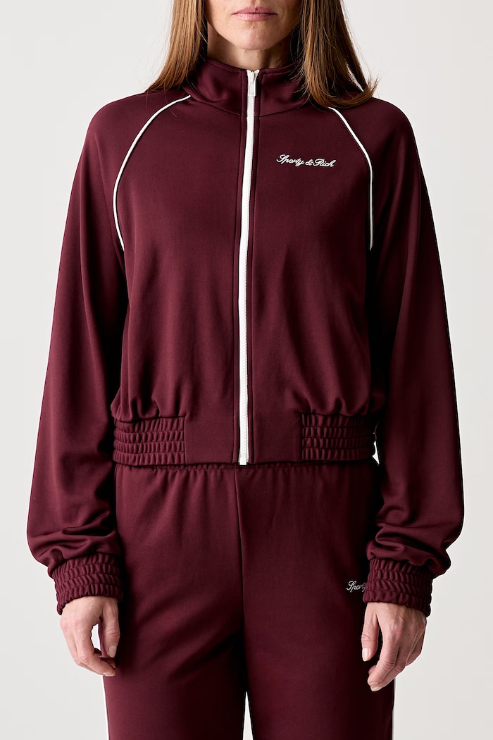 Sporty & Rich Signature Logo Retro Track кофта на замке для женщин бордо JA06675326RE45