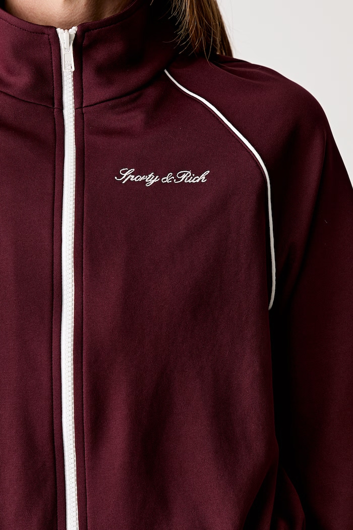 Sporty & Rich Signature Logo Retro Track кофта на замке для женщин JA06675326RE45 бордо