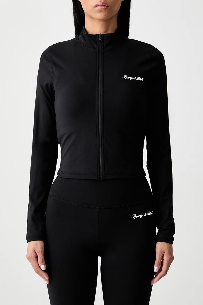 Sporty & Rich Signature Logo bluza rozpinana damska TO01871326BA01 czarny