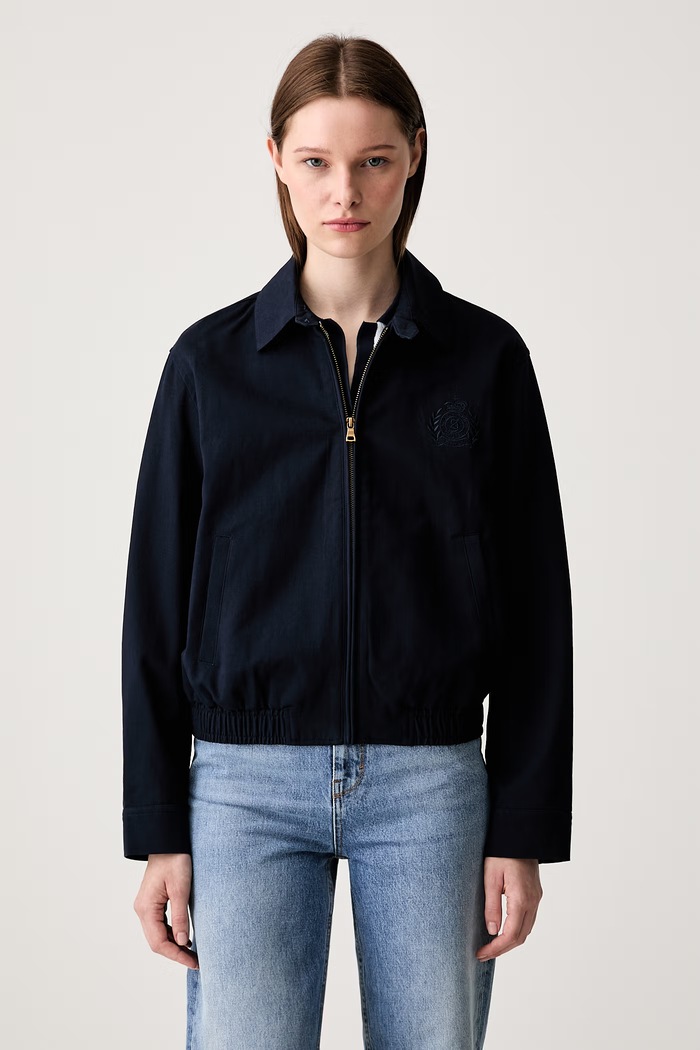 Sporty & Rich NY Crest krótka kurtka damska bawełniana granatowy OW02876243BL106