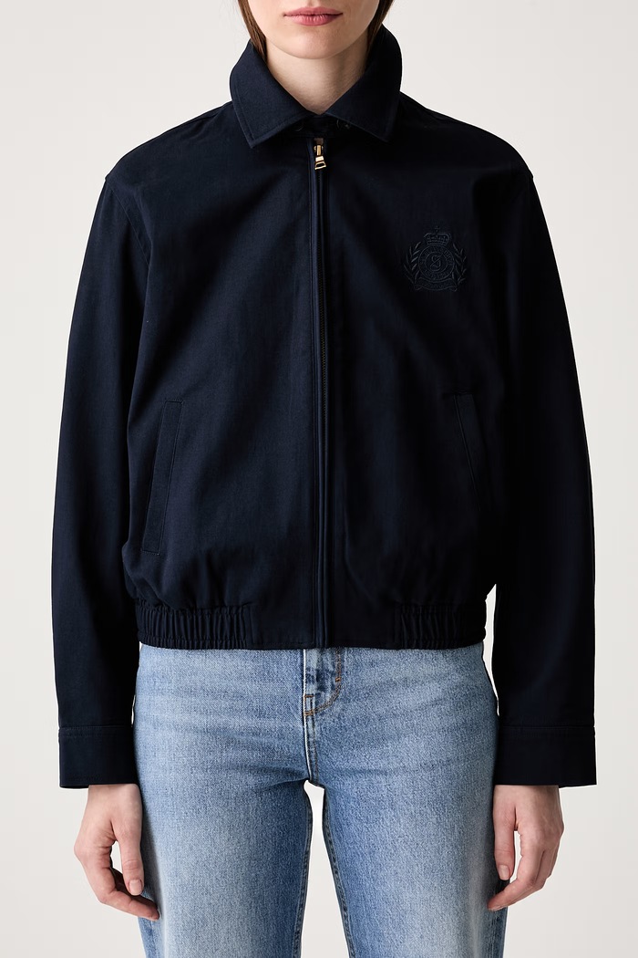 Sporty & Rich NY Crest krótka kurtka damska bawełniana granatowy OW02876243BL106