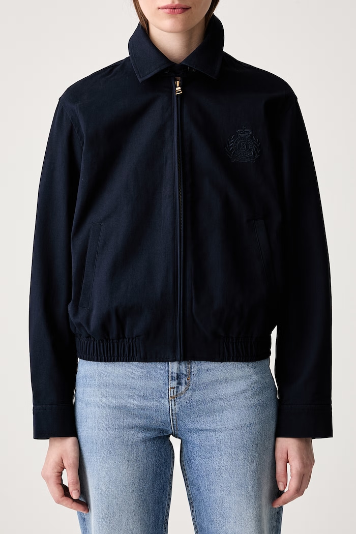 Sporty & Rich NY Crest късо яке дамско от памук тъмносин OW02876243BL106