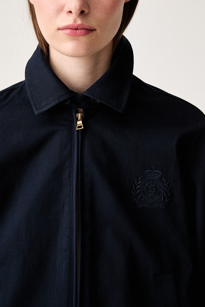 Sporty & Rich NY Crest късо яке дамско от памук OW02876243BL106 тъмносин