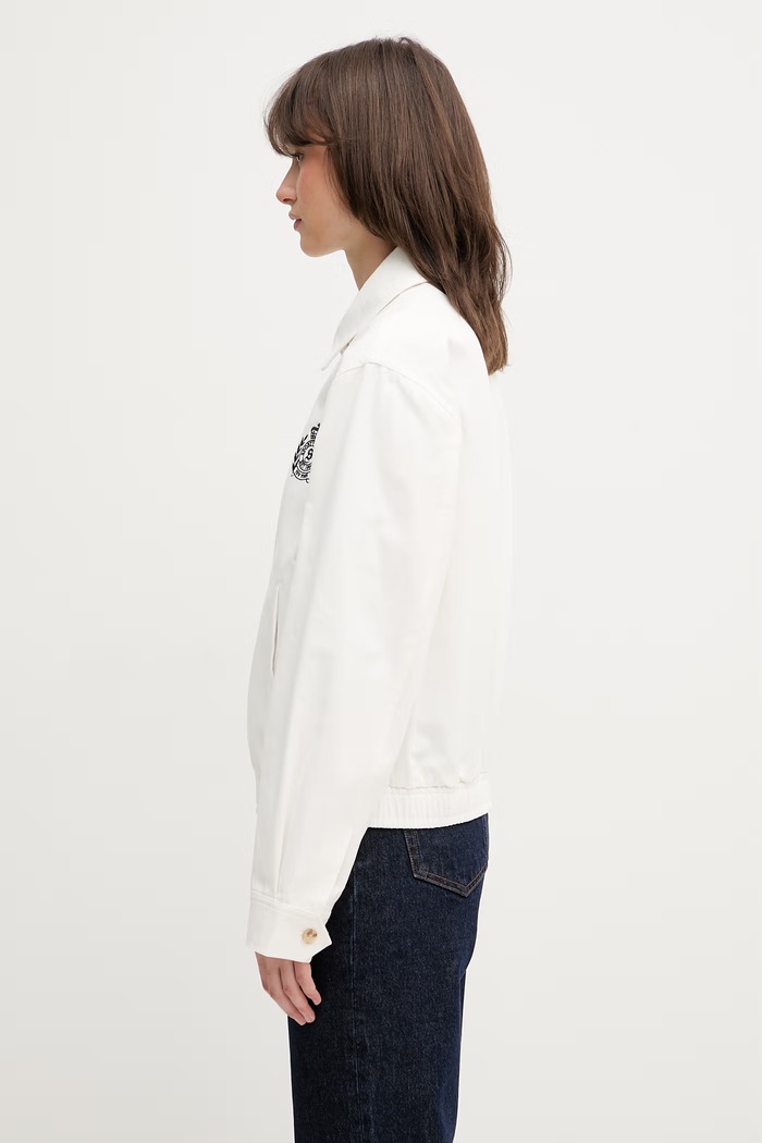 Sporty & Rich NY Crest κοντό μπουφάν γυναικείο βαμβακερό OW02876243WH37 λευκό SS26