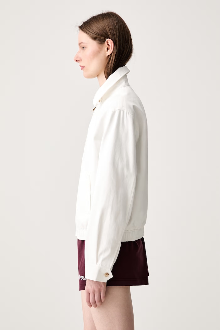 Sporty & Rich NY Crest krátka bunda dámska bavlnená OW02876243WH37 biela SS26