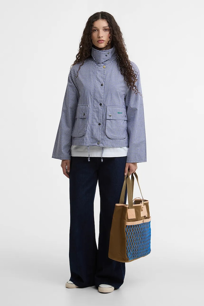Barbour x Paul Smith Gingham Spey Γυναικείο μπουφάν βαμβακερό LCA0383NY71 σκούρο μπλε SS26